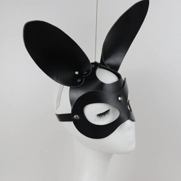 🖤 Smiffys Black Fever Faux Leather Rabbit Mask - Picture 5 of 9